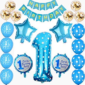 1st Birthday Boys Decorations Blue First Birthday Party