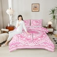 thumbnail image 5 of Feelyou Kawaii Pink Flamingo Bedding Comforter Set for Girl, Chic Damask Flower Floral Twin Comforter Sets, Aztec Triangle Reversible Bedding Set, Breathable Home Decor, 2 Pieces, 5 of 9