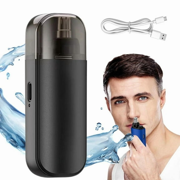 Nose Hair Trimmer 2 in 1 Nasal Hair Cutter Electric Portable Nose Trimmer Rechargeable with Dust Protection Cap Black