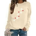 thumbnail image 6 of GUZOM Womens Beige Valentine's Day Paw Print Heart Crewneck Sweatshirt, Cozy Loose Casual Pullover,Size L, 6 of 8