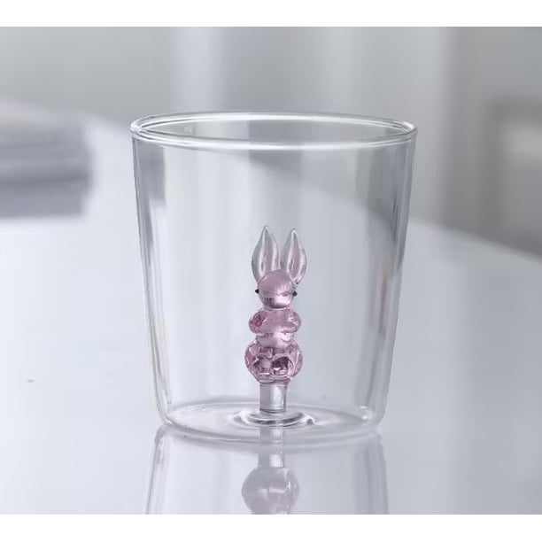 1 vaso transparente for leche, zumo, té, con un simpático diseño de pollitos y animales for beber, adecuado for fiestas, picnics y almuerzos, de cristal (no requiere montaje)