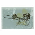 thumbnail image 1 of Jazz Music Cutting Board, Trumpet Player Illustration Rock and Roll Party Classic Design, Decorative Tempered Glass Cutting and Serving Board, Small Size, Grey Yellow Black, by Ambesonne, 1 of 1