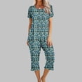 thumbnail image 2 of Moxiu Women's Summer Pajamas Short Sleeve Crewneck Top with Capri Pants Pjs 2 PIece Soft Comfy Lounge & Sleepwear Set 2025 Multicolor,XXXL, 2 of 7