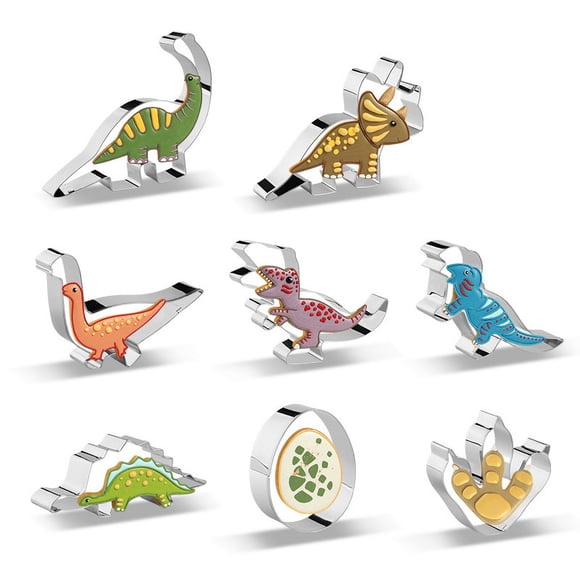Juego de moldes para galletas con forma de dinosaurio de dibujos animados, moldes para galletas para el día de San Valentín y Acción de Gracias, herramientas para hornear