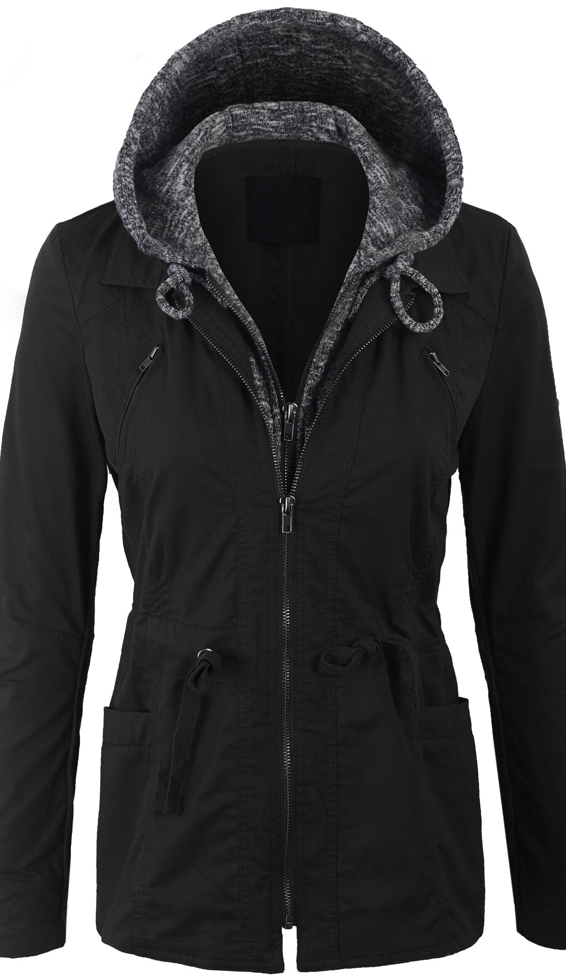 KOGMO Womens Military Anorak Jacket with Knit Hood and Pockets ...