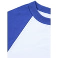 thumbnail image 2 of Ola Mari Unisex Kids Raglan 3/4 Sleeve Baseball T Shirt, White/Royal, X Small, 2 of 2