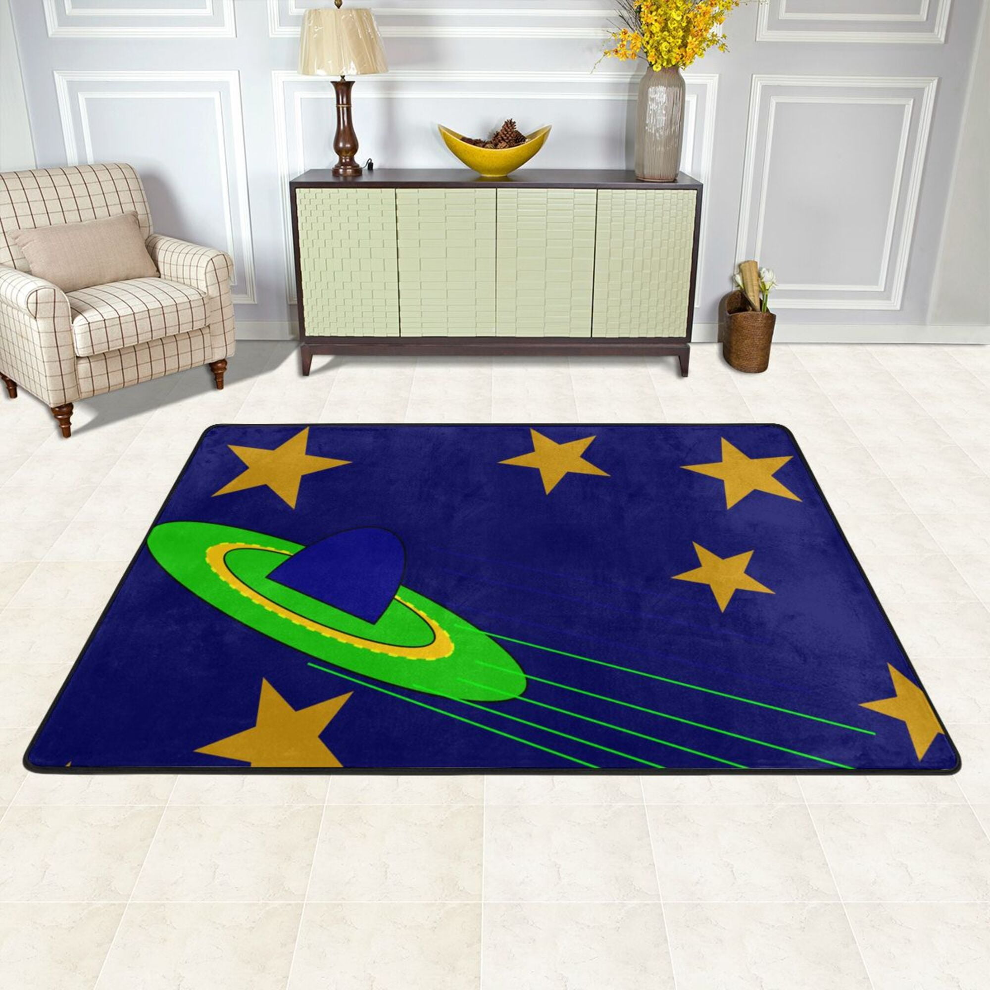 XMXY Space Alien UFO Area Rugs Doormat Outdoor Entrance, Facecloth