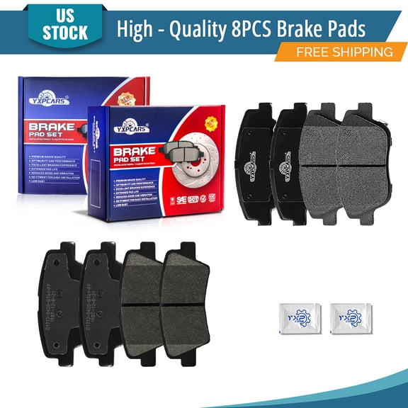 YXPCARS 8PCS Ceramic Brake Pads for Hyundai Sonata 2011-2015 Kia Optima 2011-2016, Front & Rear(D1444 BD1313)