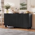 thumbnail image 6 of WIRRYTOR 57" Curved Fluted Kitchen Sideboard Buffet Cabinet, Mid-Century Modern Credenza with Solid Ball Legs for Dining Room Living Room, Black, 6 of 13