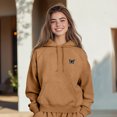 thumbnail image 4 of Dalix Butterfly Embroidery Washed Sweatsuit Set Hoodie Jogger Soft Fleece Relaxed Fit Lounge Womens in Camel 2XL XX-Large, 4 of 5