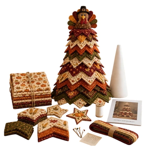 Diy Christmas Quilted Fabric Tree Kit,Holiday Patchwork Sewing Craft Set for Adult & Beginner,Handmade Tabletop Christmas Tree Holiday Decor Mantel Table Office Display,Gift for Quilting Lovers