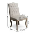 thumbnail image 3 of GDF Studio Drummond Linen Hardwood Dining Chairs (Set of 2), Beige, 3 of 6