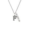 thumbnail image 2 of Delight Jewelry Black Nickeltone Crystal Initial - F - Beaded Border - Silvertone Believe Faith Prayer Hope Bar Charm Necklace, 23", 2 of 4