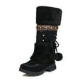 thumbnail image 4 of Xfvqtps Womens Winter Snow Boots Knee High Warm Fuzzy Lined Boots with Ethnic Beaded Decor Suede Outdoor Cold Weather Boots Black, 4 of 5