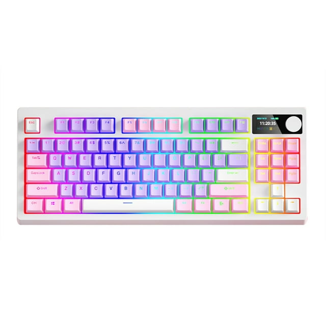 TFixol YK830 RGB Tri-Mode Hot-Swappable Mechanical Keyboard with White Switches, 18 Lighting Effects, and High-Capacity Battery