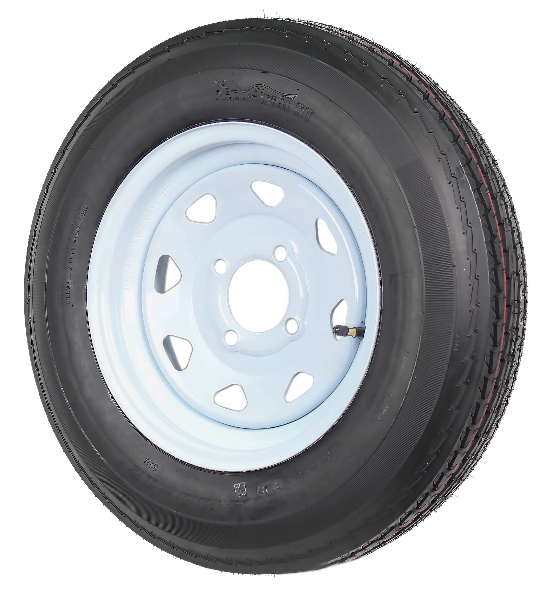 eCustomrim 2-Pack Trailer Tires On White Wheel Rims 530-12 5.30-12 5.30 x 12 Load C 4 Lug