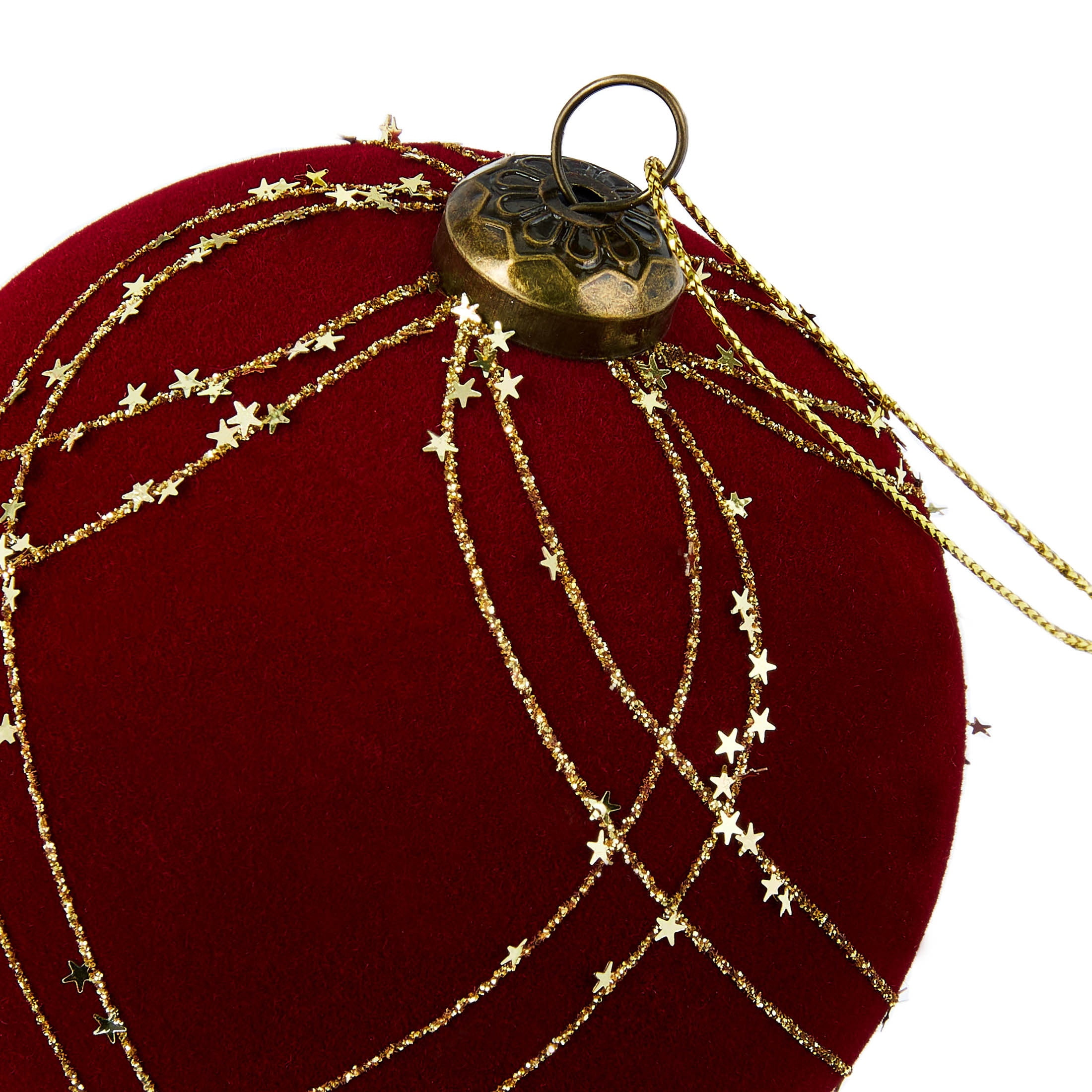 8-Count Red and Gold Glitter Velvet-Feel Shatterproof Christmas Ornaments, 4", by Holiday Time