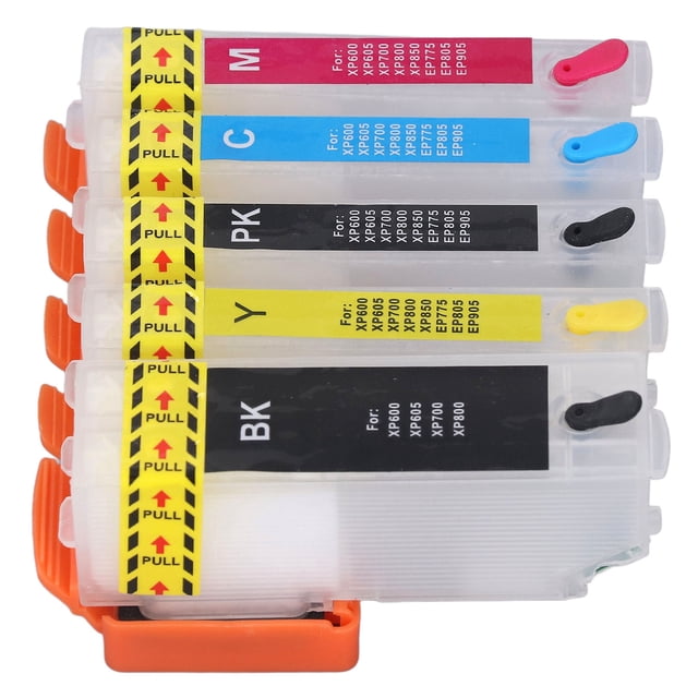 Juego de 5 cartuchos de tinta para impresora con chip permanente, cartuchos de tinta de recarga de 5 colores estables BK PK CMY T2730 T2731 T2732 T2733 T2734