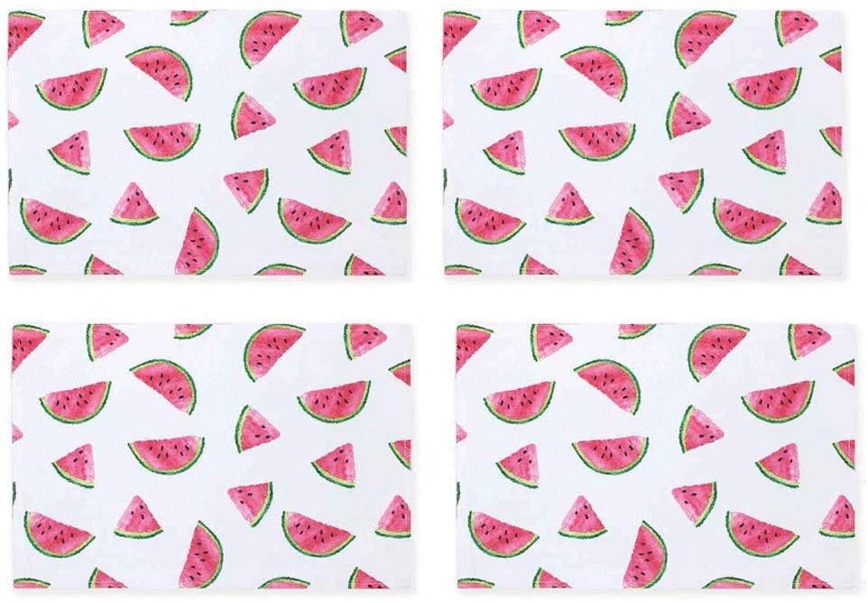 Colordrift Fresh Watermelon Indoor Outdoor Fabric Placemats, Set of 4