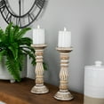 thumbnail image 2 of Northlight Set of 2 Brown Etched Antique Style Pillar Candle Holders 12", 2 of 5