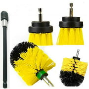 5 Pieces Different Size Cleaning Supplies Drill Brush Attachment Kit with 6 Inch Extender Power Scrubber/Toilet Brush/Bathroom Shower Cleaner/Grout Cleaner/Scrub Brush/Tub and Floor Scrubb