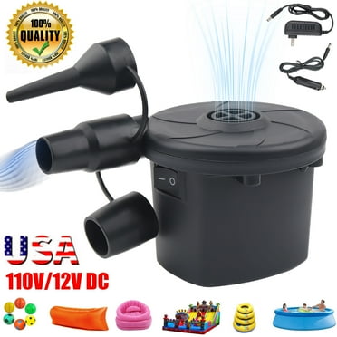 Black Electric Air Pump Inflator for Inflatables Air Mattress Raft Bed Boat Pool Portable Quick