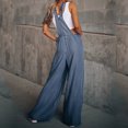 thumbnail image 3 of SELONE Womens Jumpsuits Dressy Casual Summer Denim Wide Leg Jean Bandage Long Pant Sleeveless Ladies Travel Comfortable Vacation Womens Jumpers and Rompers Casual Solid Color Blue XL, 3 of 9