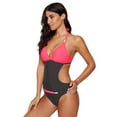 thumbnail image 2 of Women Splice Color Swimsuit Summer Beach Party Swimming Strap Swimwear, 2 of 7