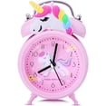 thumbnail image 1 of JM Reloj despertador de niña unicornio para niños, adorable decoración de dormitorio, segundero silencioso sin tictac, doble campana súper fuerte con retroiluminación, regalo de unicornio para niños (rosa) JM Unicorn JM, 1 of 5