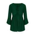 thumbnail image 4 of BLVB Sparkly Tops for Women Ruffle 3/4 Sleeve V Neck Double Layers Mesh Blouses Loose Fit Flowy Tunic Tops Spring Shirts, 4 of 7