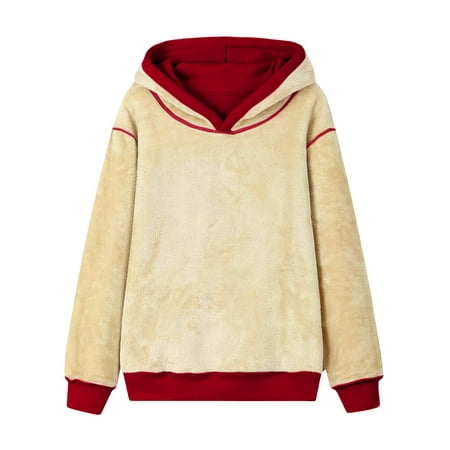 Women s Winter Thick Warm Sherpa Fleece Lined Drawstring Hooded Sweatshirts Pullover Tops with Pocket