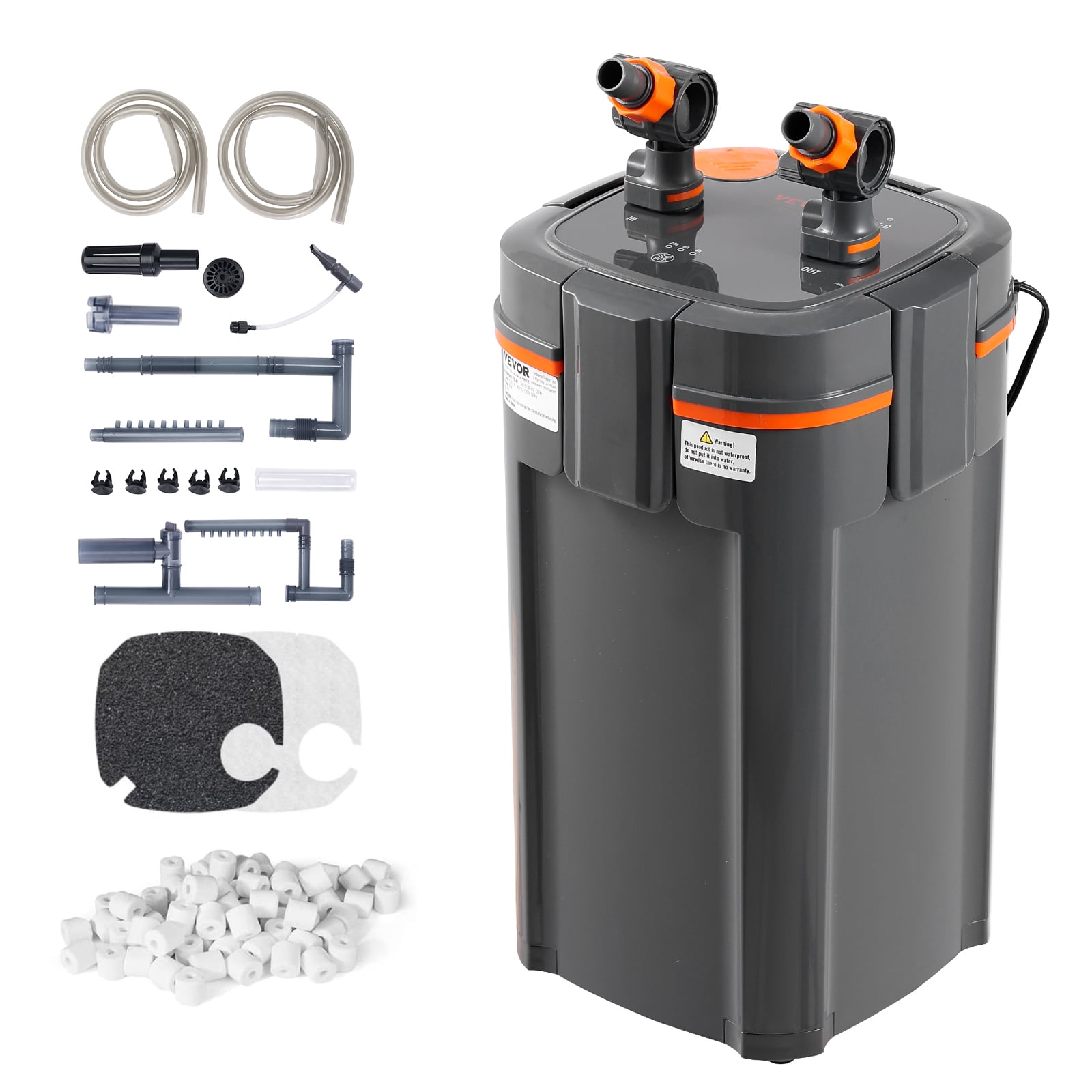 VEVOR Aquarium Filter 225GPH 2 Stage Canister Filter 55 Gallon Ultra Quiet Internal Aquarium Filter with UV Protection Submersible Power Filter with Multiple Function for Fish Tanks 10W Walmart