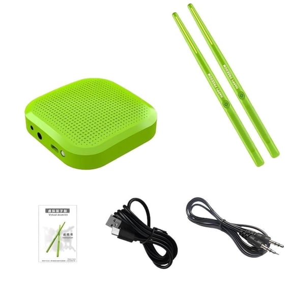 LCBarley Virtual Air Drum Set Bluetooth RGB Electric Air Drum Sticks with 8 Sound 3D Motion Sensing, Portable Rechargeable Drumsticks for Beginners Kids Adults (Green)