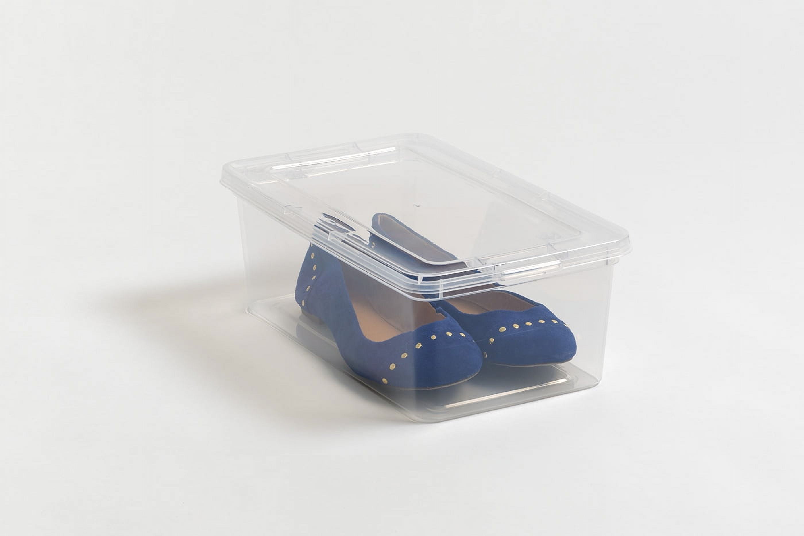 Mainstays 5 Qt. (1.25 gal.) Small Stackable Plastic Closet Storage Box, Clear, Set of 20