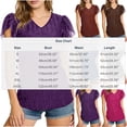 thumbnail image 2 of Craaazy Womens Plus Size Shimmer V Neck T-Shirt with Ruffle Flutter Sleeves Solid Color Top for Casual Occasions, 2 of 7