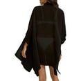 thumbnail image 5 of KOMOO Women Chiffon Beach Smock Solid Color Dot Texture See-Through Loose Cover-Up Button Long Shirt, 5 of 6