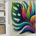 thumbnail image 6 of CMMY Home Bathtubs Bathroom Curtain Decoration Waterproof Shower Curtain Multiple Sizes Plant Tropical Leaves and Monstera with Abstract Color Scheme Hawaiian Floral Elements White, 6 of 7