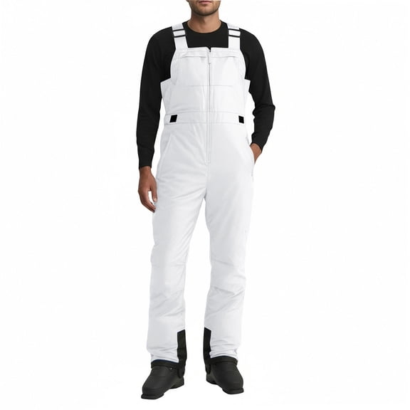 JUUYY Men's Insulated Waterproof Ski Bib Overalls Waterproof Windproof Snowpants Winter Ski Jumpsuits Snowboarding Pants Snow Ski Overalls White S