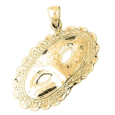 18K Yellow Gold Lace Masquerade Mask Pendant - 33 mm
