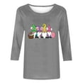 thumbnail image 3 of Hauts pour Femmes Imprimé Col Rond Pâques Imprimé Manches 3/4 T-Shirt Col Rond Chandail, T-Shirts pour Femmes, Hauts de Pâques pour Femmes, Pulls pour Femmes, 3 of 5