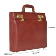 LINDSEY STREET Pure Leather Briefcase Executive Handbag for Mens Leather Attache Briefcase 14 Inch Laptop MacBook Carry Case