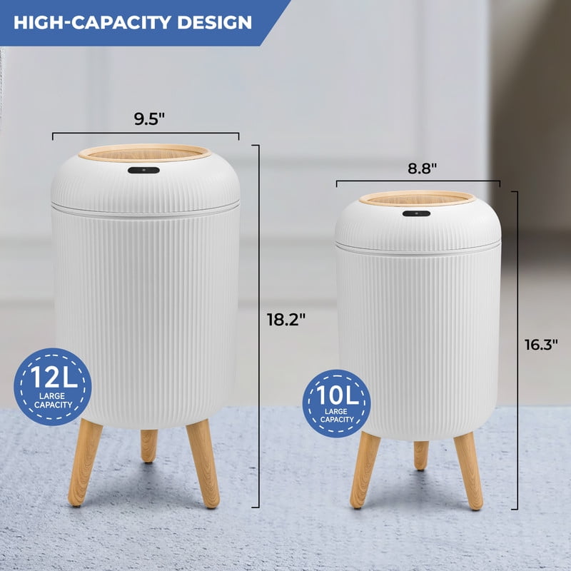 Touchless Automatic Trash Can Set 10L + 12L, Motion Sensor Smart Bins, Waterproof Design for Kitchen & Bathroom