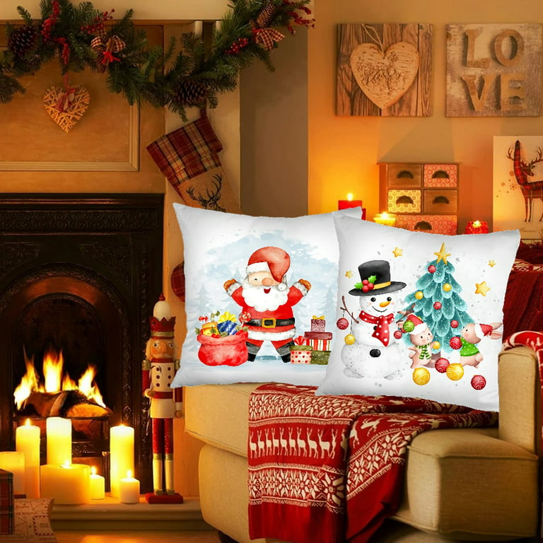 Christmas Pillow Covers 18x18 Set of 4 for Christmas Decorations Xmas Christmas Throw Pillow Covers Christmas Pillows Winter Holiday Throw Pillows
