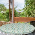 thumbnail image 2 of Ambesonne Floral Fitted Round Tablecloth, Retro Sunflower Illustration, 40"- 44" Diameter, Fern Green and Earth Yellow, 2 of 5