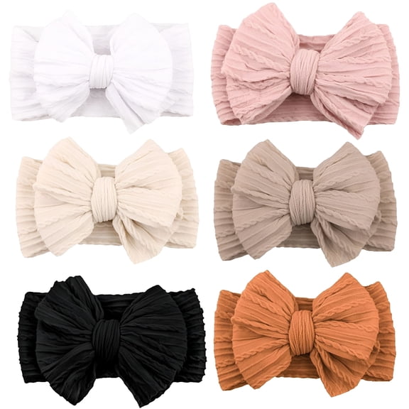 TUWAFE Handmade Baby Headbands Soft Stretchy Nylon Hair Bands with Bows for Newborn
