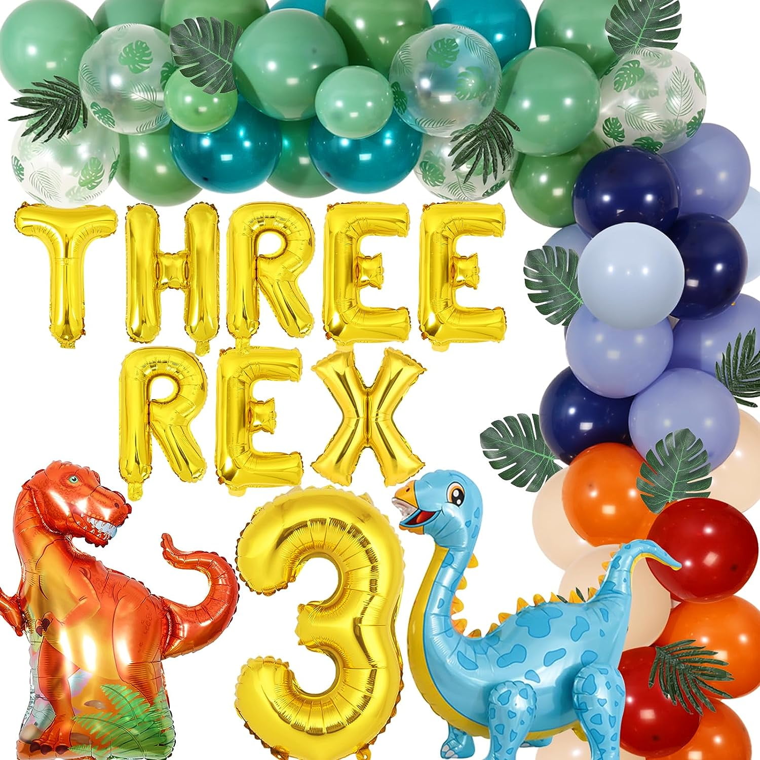 Three Rex Birthday Party Decorations for Boy, Dinosaur 3rd Birthday