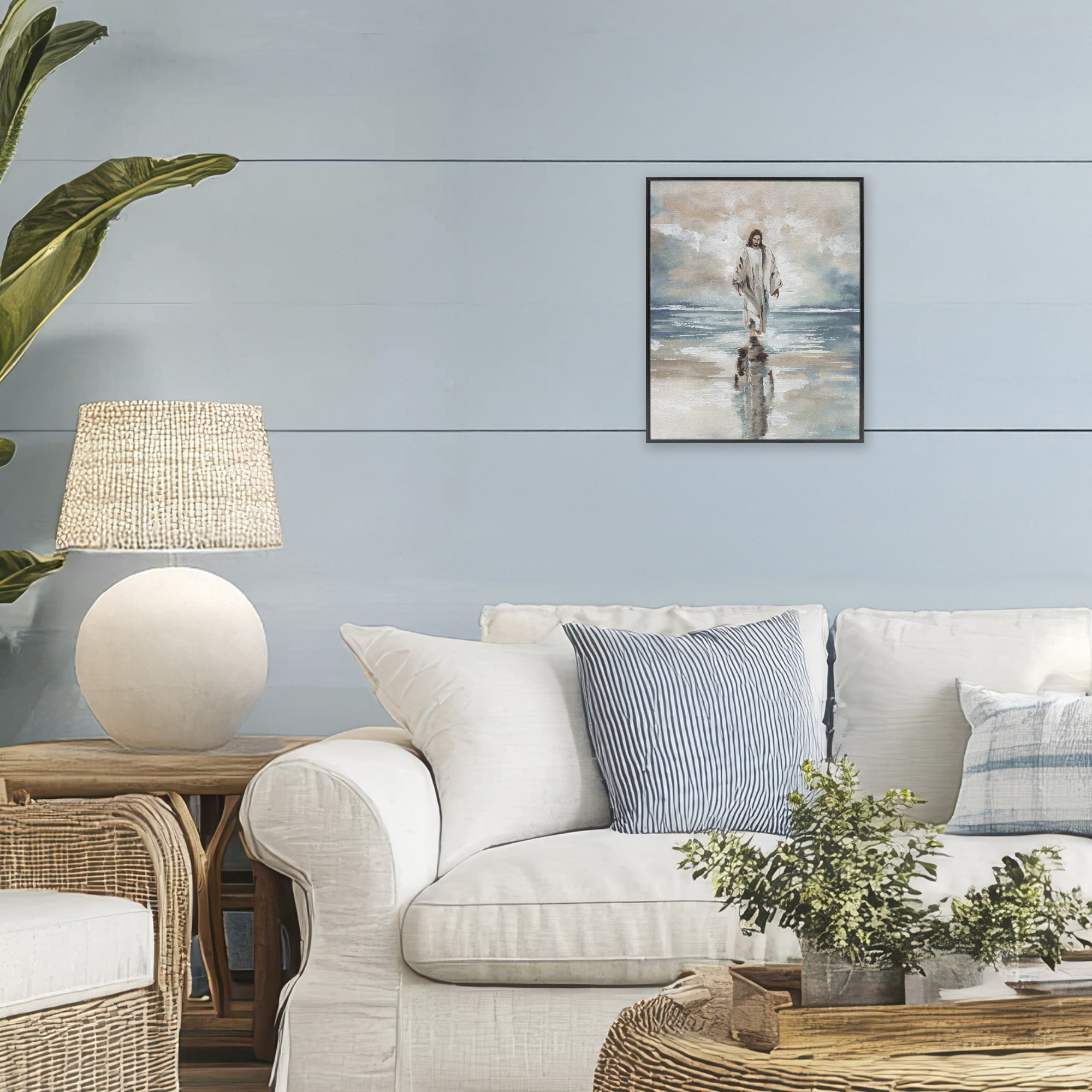 Stupell Industries Jesus on Water Black Framed Giclee Art, design by Elizabeth Medley