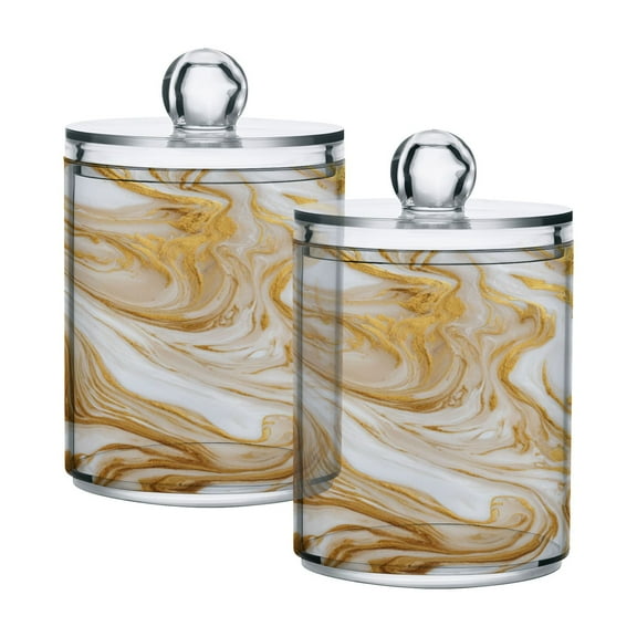 High-value clear storage jars keep life organized and within reach one sizex2 Golden Curved Marble