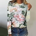 thumbnail image 2 of T-shirts à Manches Longues pour Femmes, Col Ras du Cou, Tuniques à Imprimé Floral, Hauts Doux Décontractés, Blouse Coupe Ample, 2 of 5