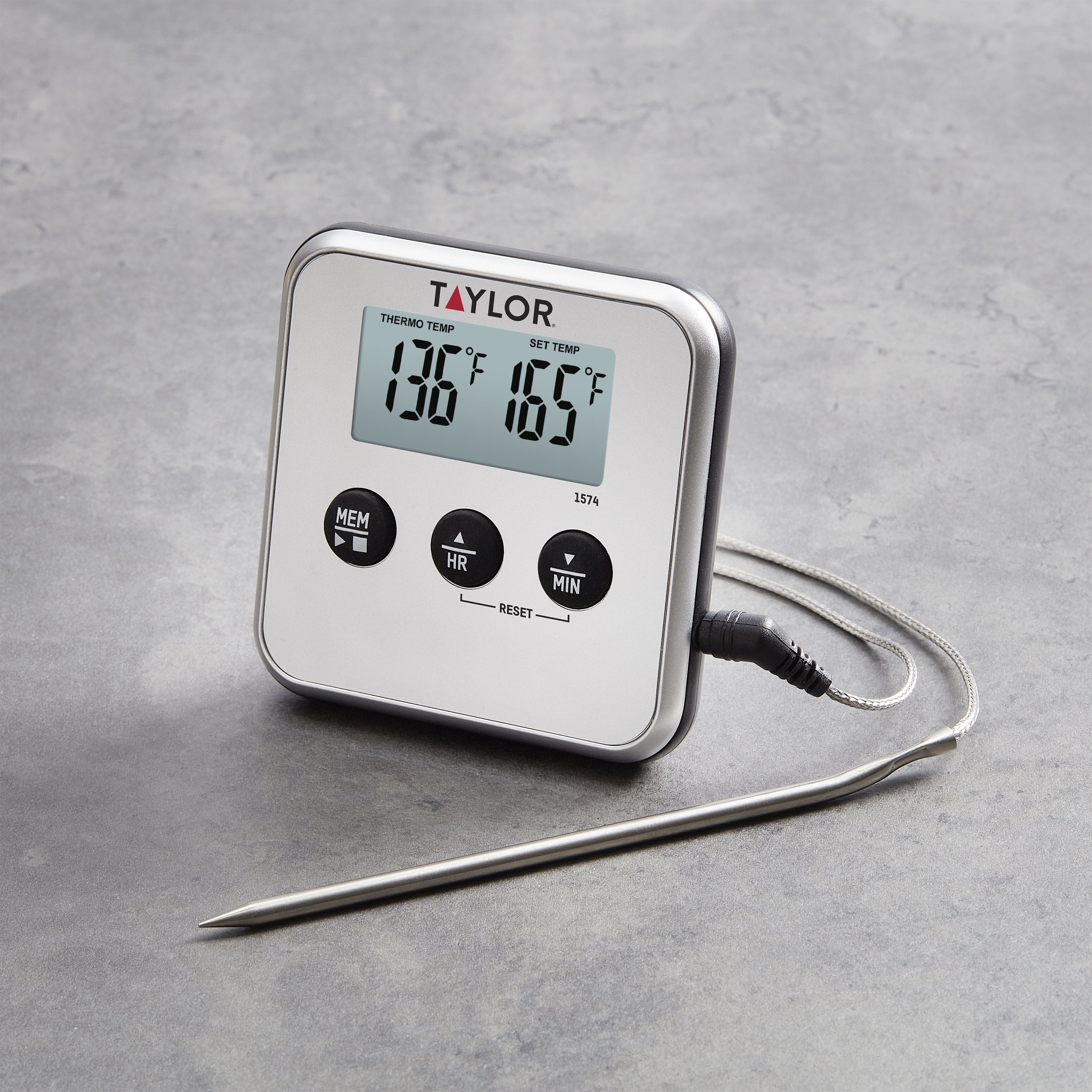 Taylor Digital Wired Probe Programmable Meat Thermometer with Timer 